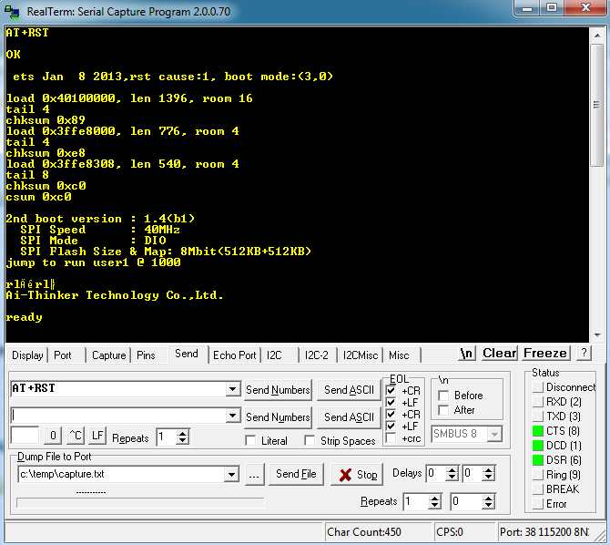 Sending Reset Command to ESP8266 Module